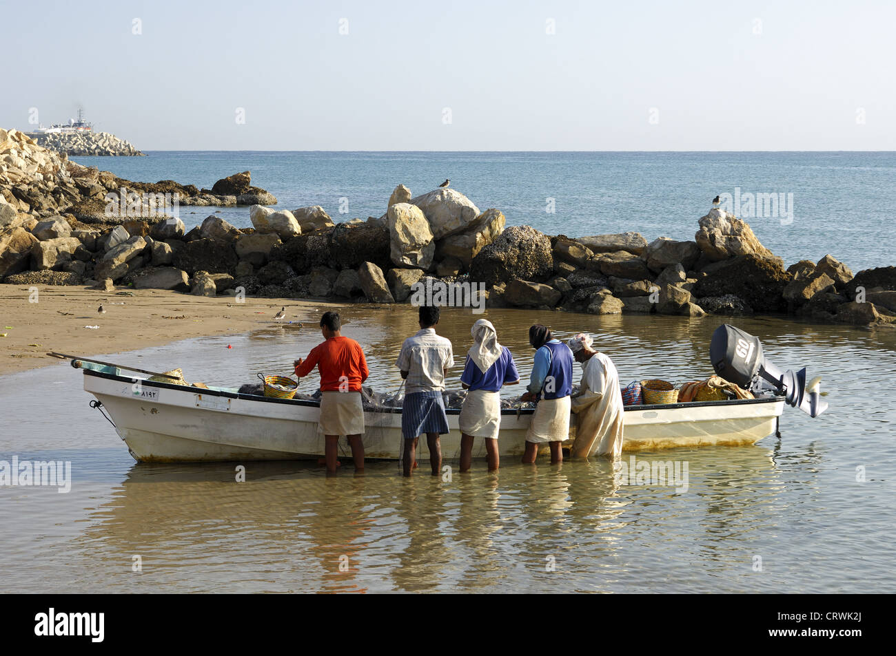 Tri des pêcheurs la prise, Sur, Oman Banque D'Images