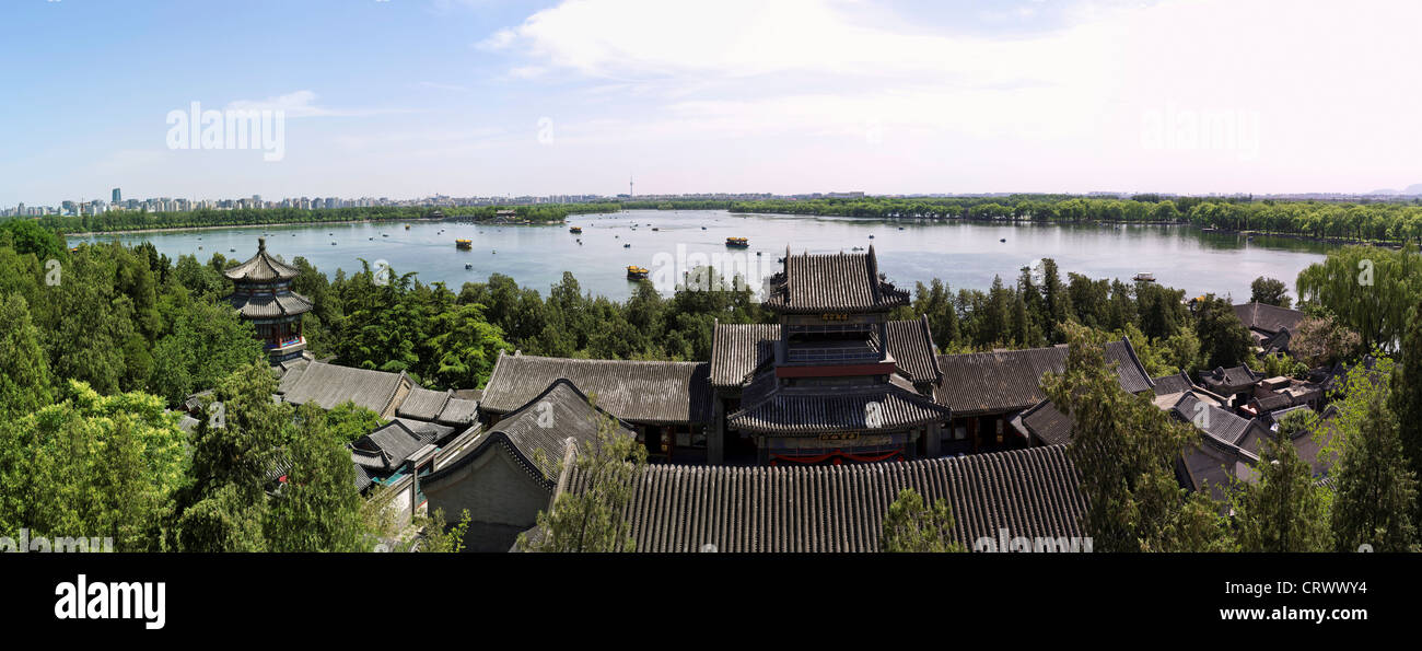 Vue panoramique sur le Lac de Kunming. Le Palais d'été. Beijing. Chine Banque D'Images