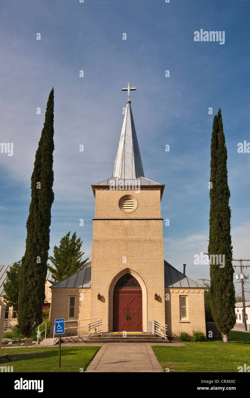 Zion Lutheran Church, construite en 1853, à pied Historique Castroville, Texas, États-Unis Banque D'Images