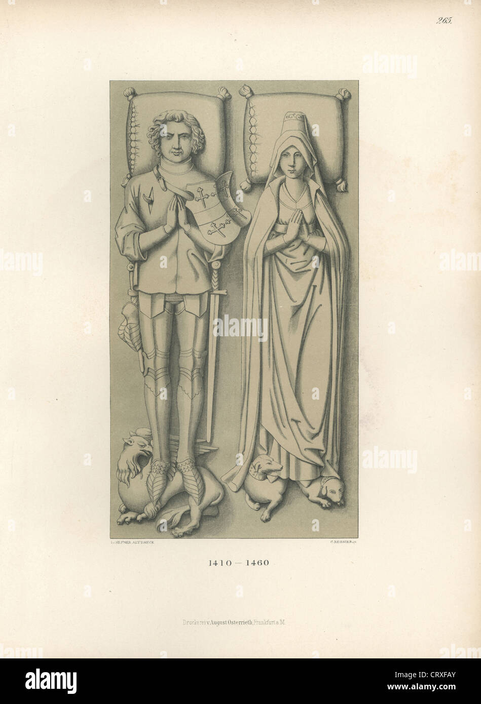 Chevalier en armure du 15ème siècle avec le bouclier et l'épée héraldique. Banque D'Images