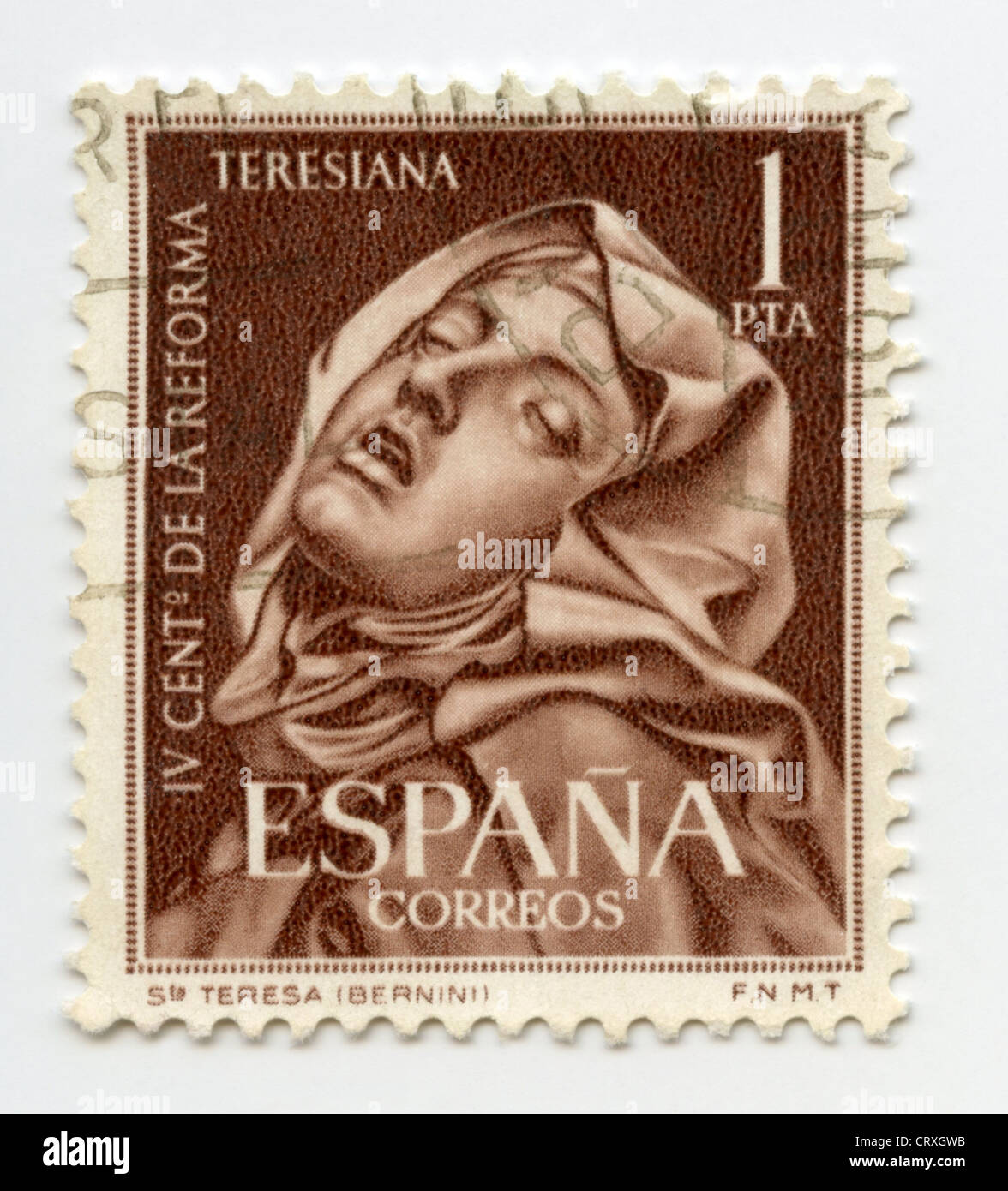 Timbre Espagne - Sainte Thérèse en extase - par Bernini Banque D'Images