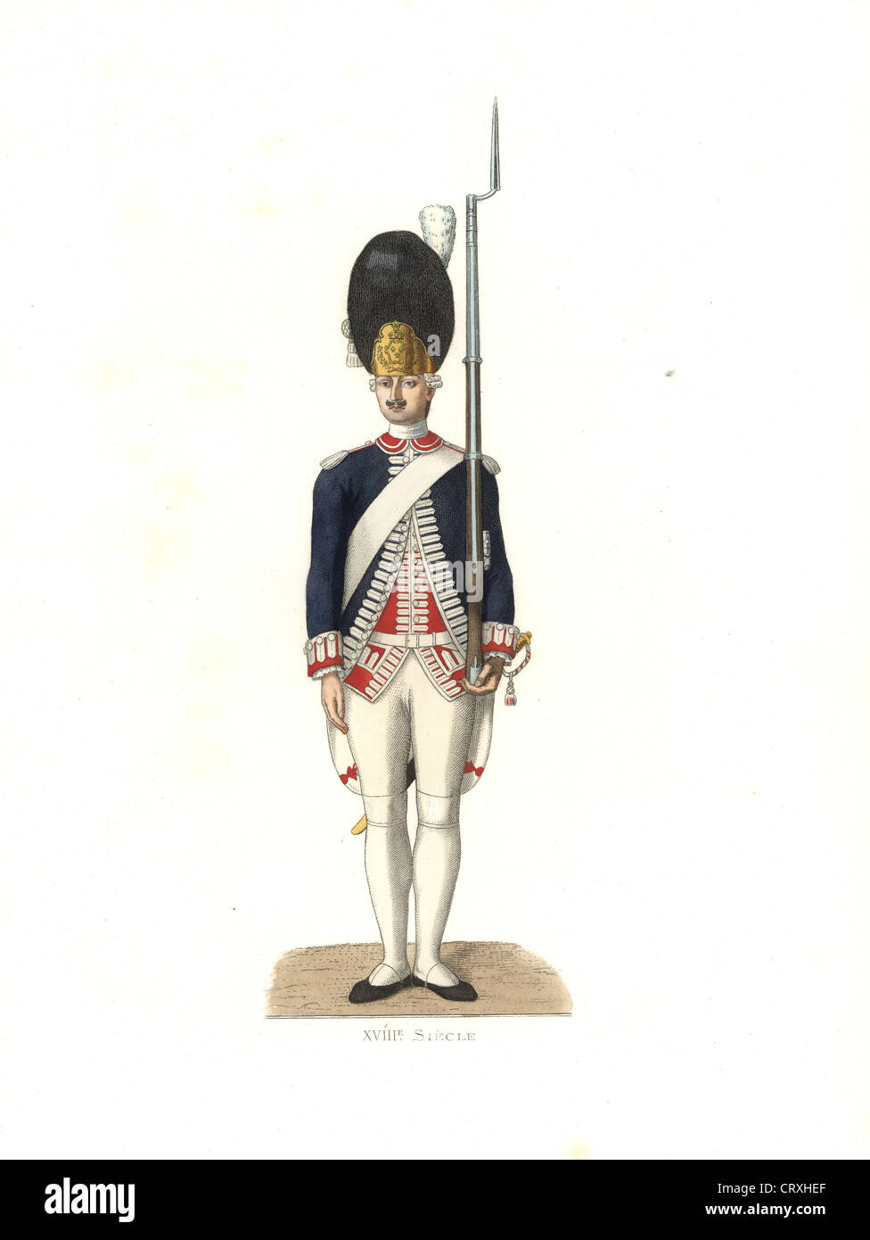 Soldat des gardes françaises, 18e siècle. Banque D'Images