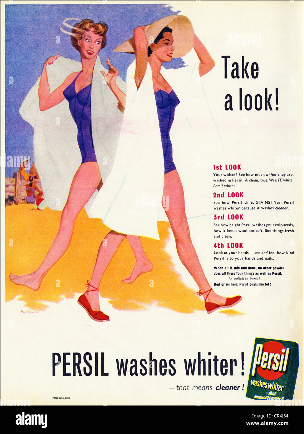 Vintage des années 1950 à partir de l'annonce imprimée anglais actualité  publicité magazine PERSIL lessive en poudre Photo Stock - Alamy
