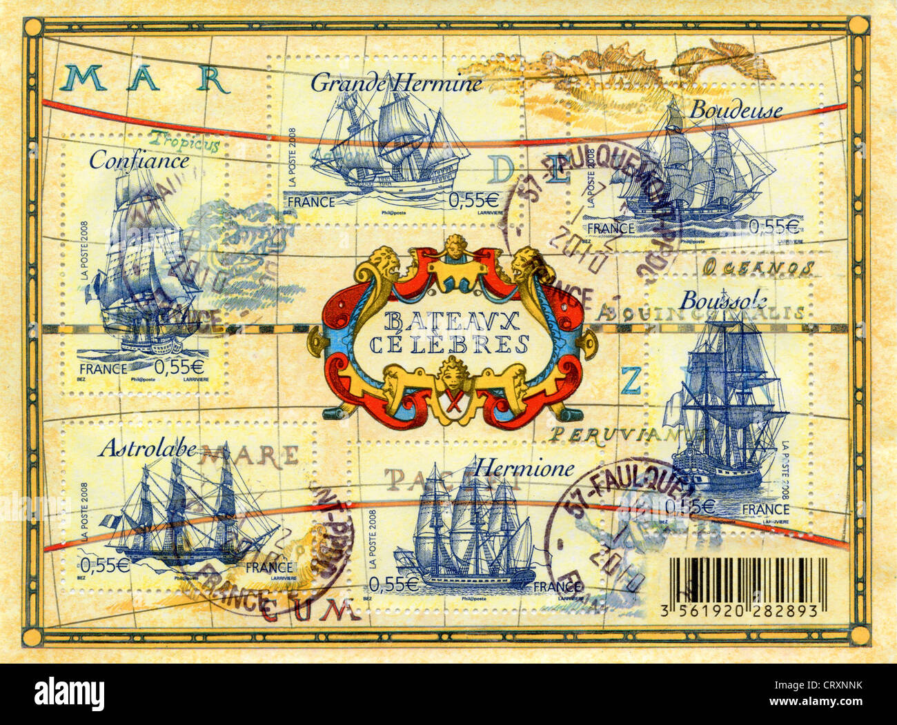 France timbres-poste - Bateaux célébres english Banque D'Images