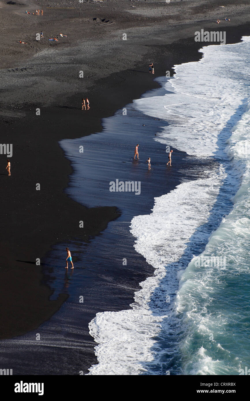 Espagne, Canaries, La Palma, les gens on beach Banque D'Images