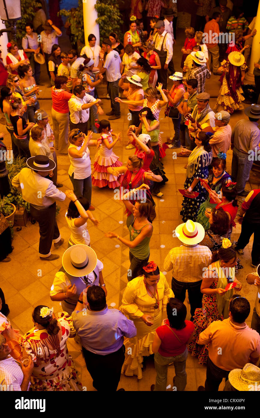 Flamenco traditionnel, El Rocio Festival, Province de Huelva, Andalousie, Espagne Banque D'Images