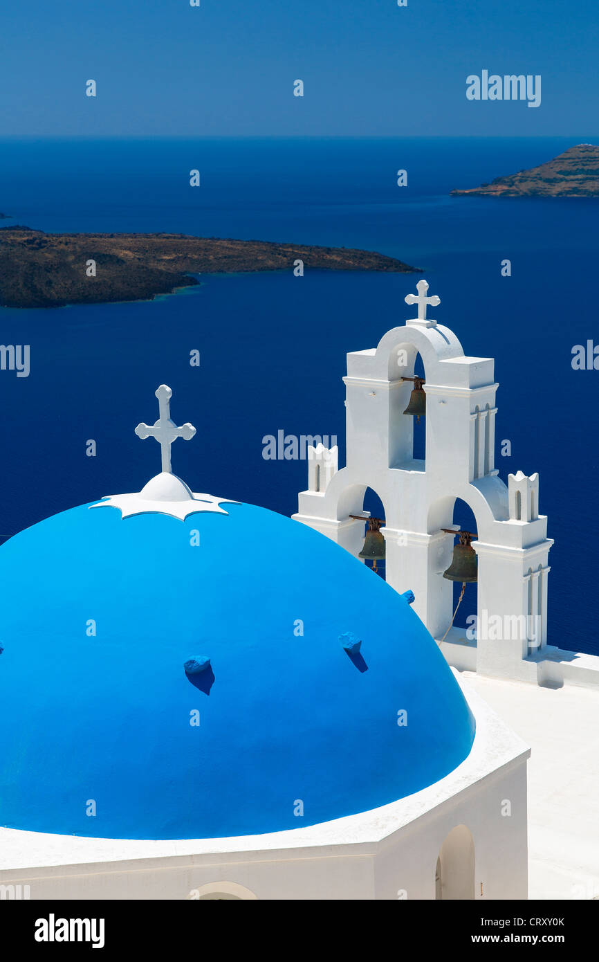 Santorin, l'Église orthodoxe en Fira Banque D'Images