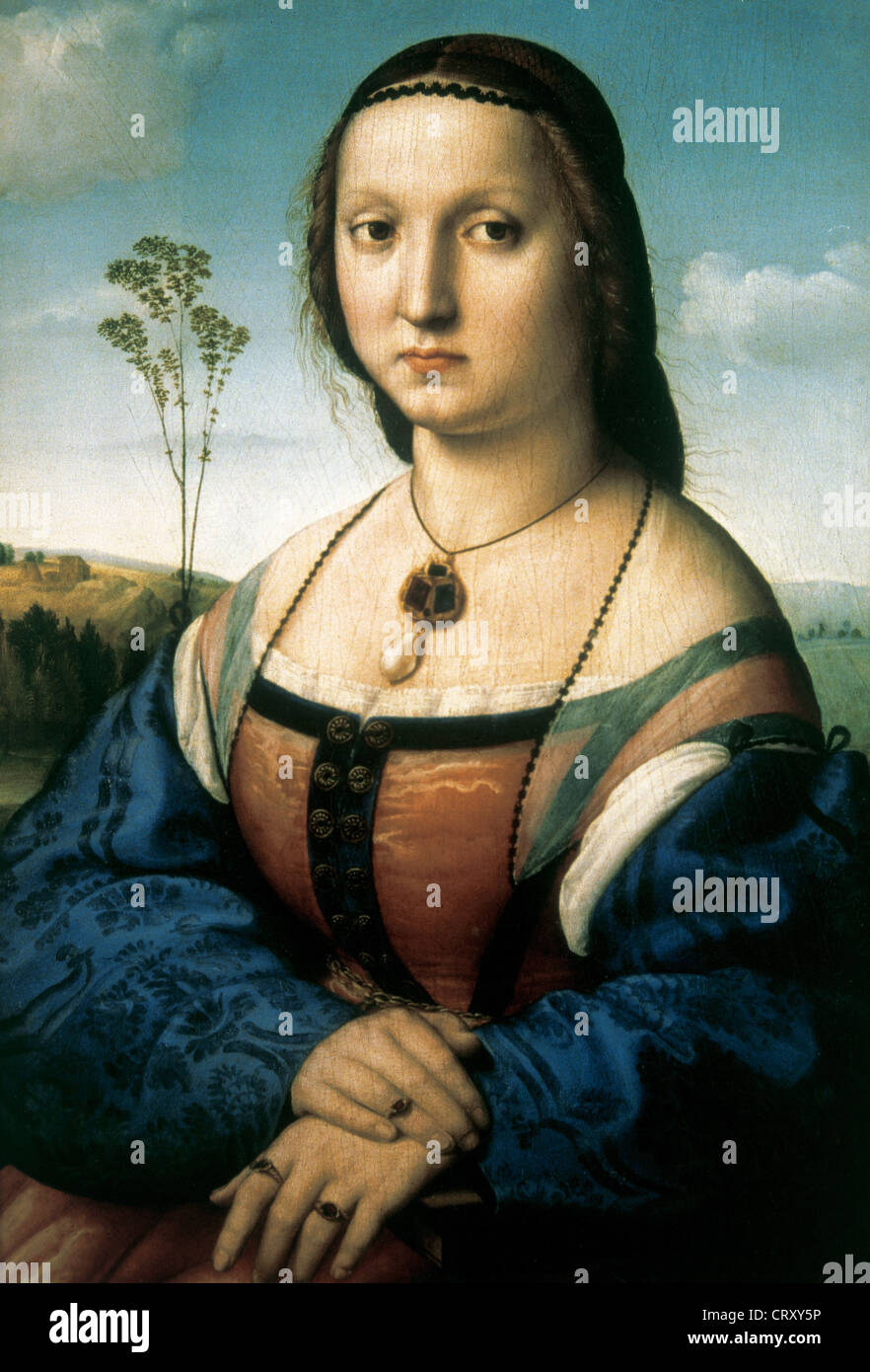Raphael (1483-1520). Peintre italien. Portrait de Maddalena Doni. Huile sur bois, 1506-1507. Palais Pitti. Florence. L'Italie. Banque D'Images