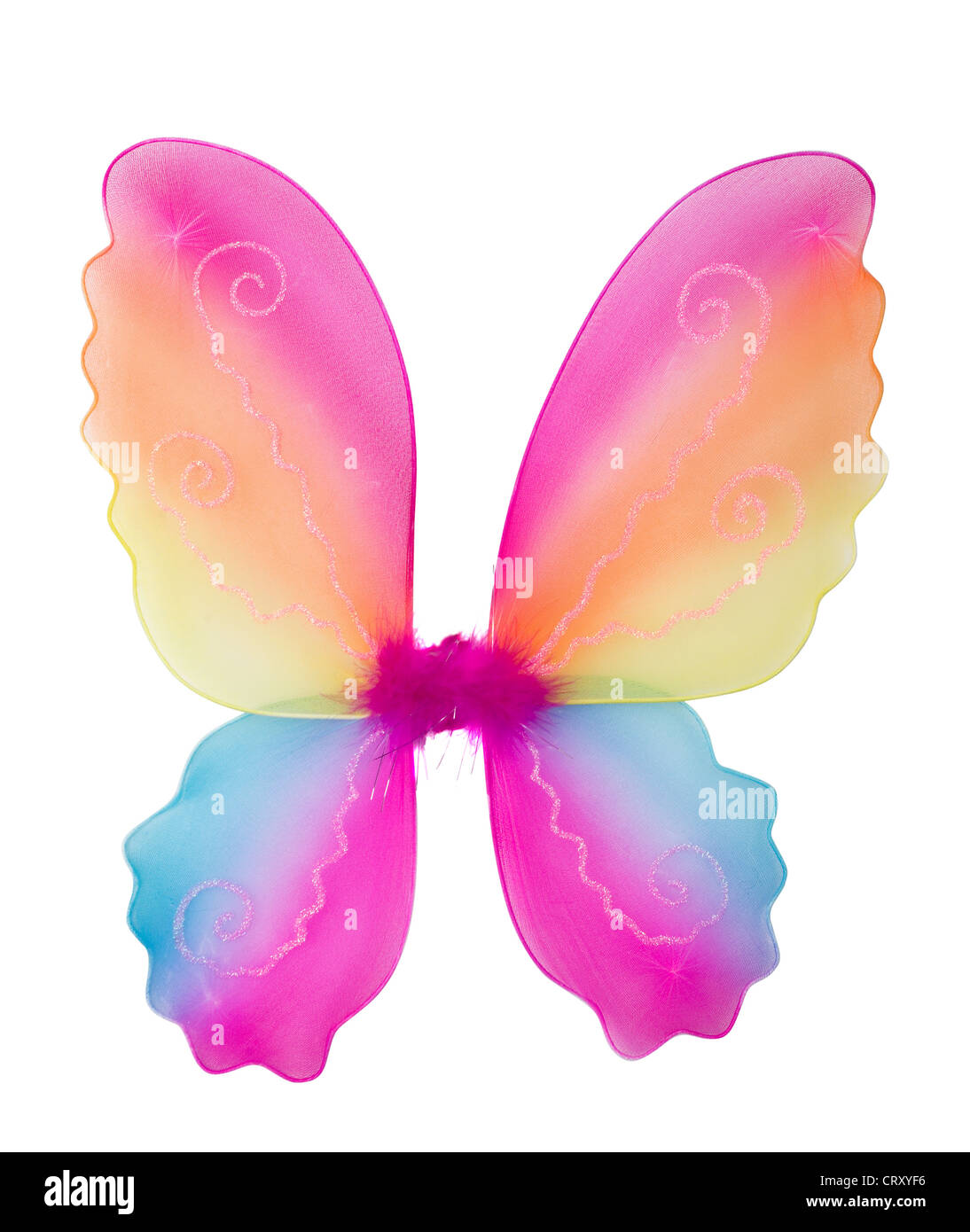 Toy pink fairy wings isolated on white Banque D'Images