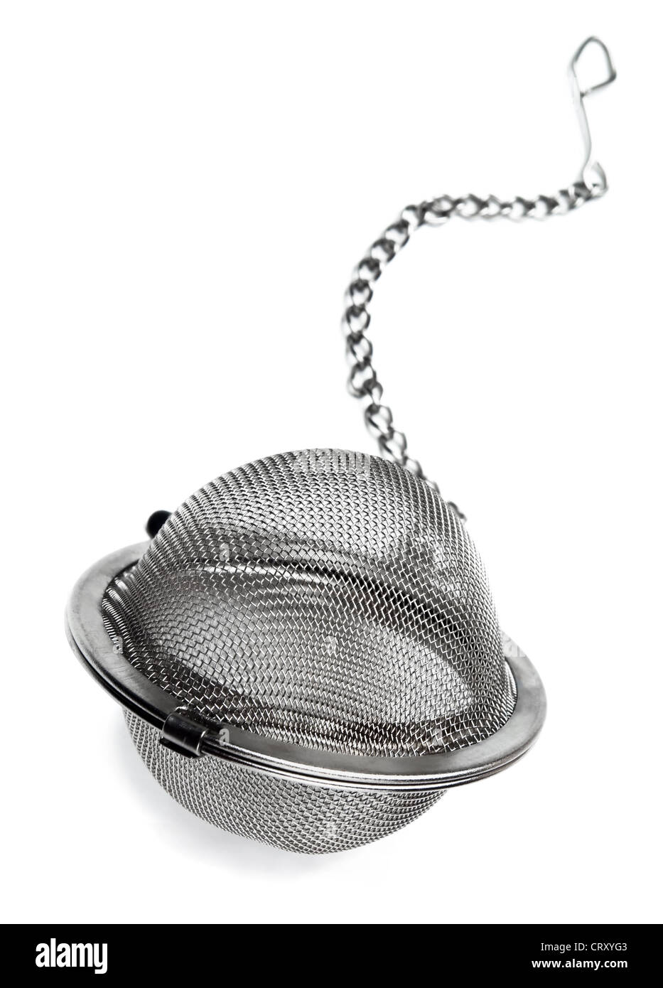 Boule à thé métal vide isolated on white Banque D'Images