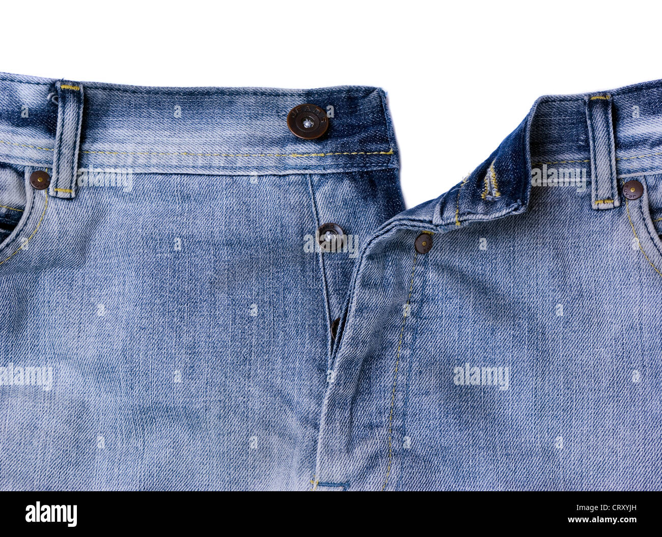 Paire de jeans déboutonnés bleu Banque D'Images