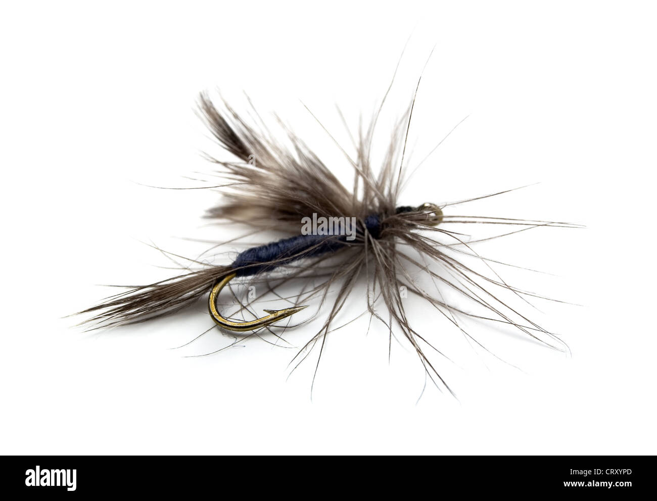 Fluffy fly fishing hook isolated on white Photo Stock - Alamy
