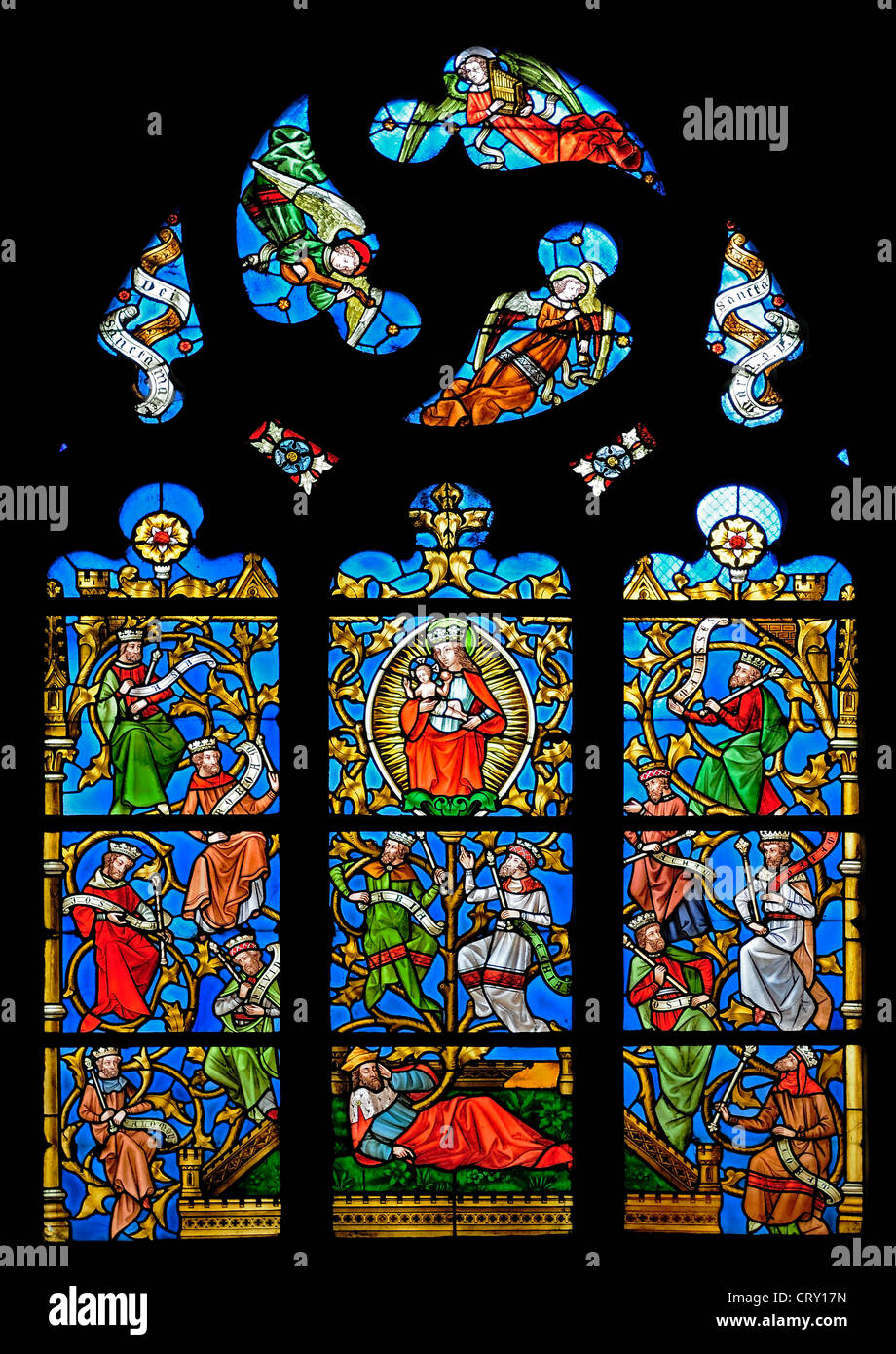 Liège, Belgique. Eglise Saint Jacques. Vitrail Banque D'Images