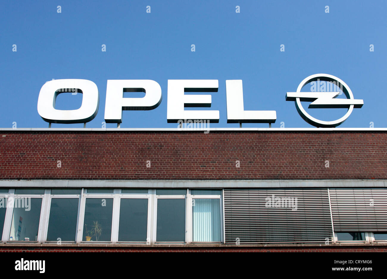 Logo Opel à l'usine Opel de Bochum, Usine 2 Banque D'Images Logo Opel à l'usine Opel de Bochum, Usine 2 Banque D'Images