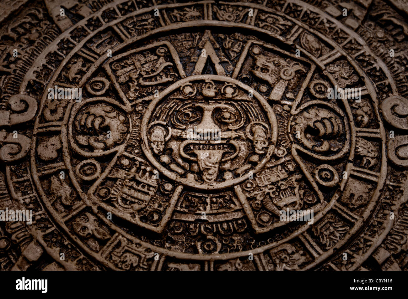 Détail du calendrier aztèque Banque D'Images