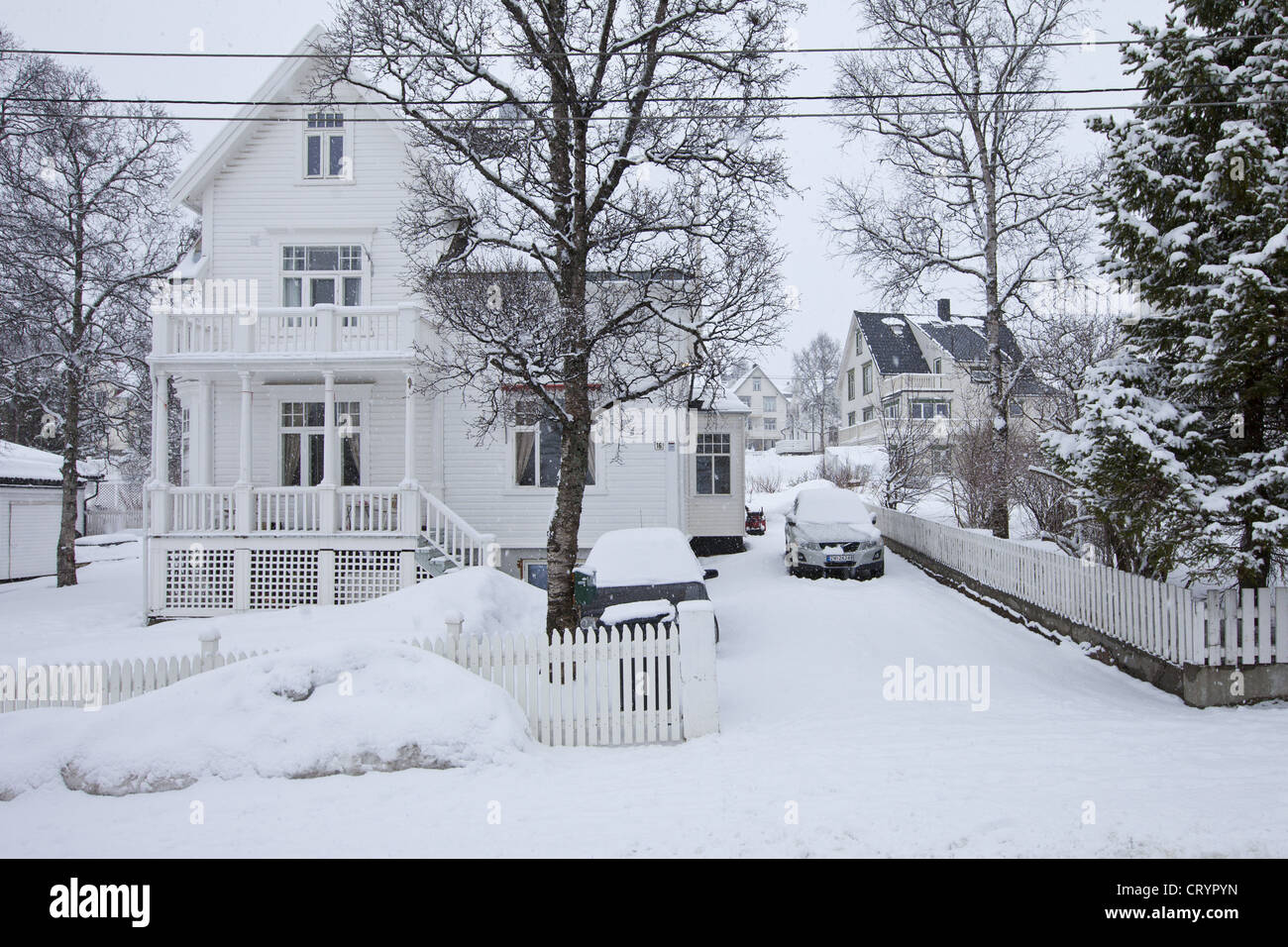 Maison de luxe à Jonas se trouve dans le quartier résidentiel de Tromso au sein du Cercle Arctique dans le Nord de la Norvège Banque D'Images