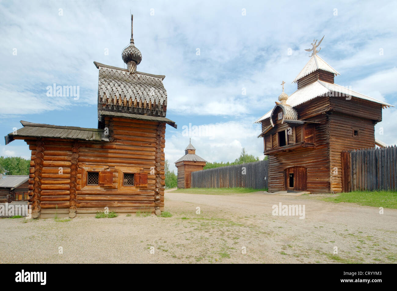 L'église de Kazan de la prison, Ylym 1679. L'Taltsa «' (Talzy) - architecture d'Irkoutsk et musée ethnographique. Banque D'Images