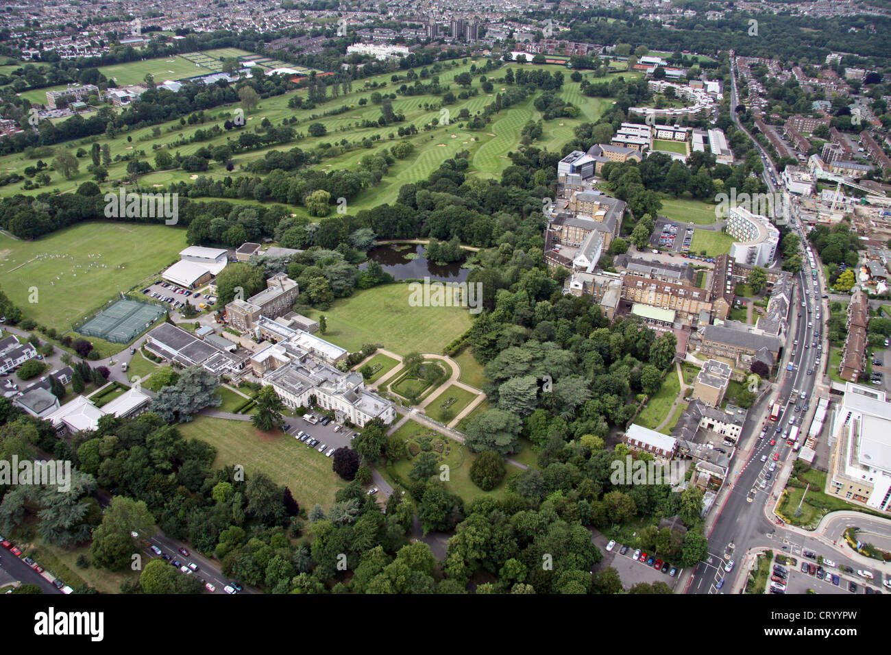 Vue aérienne de l'université de Roehampton, Londres SW15 Banque D'Images