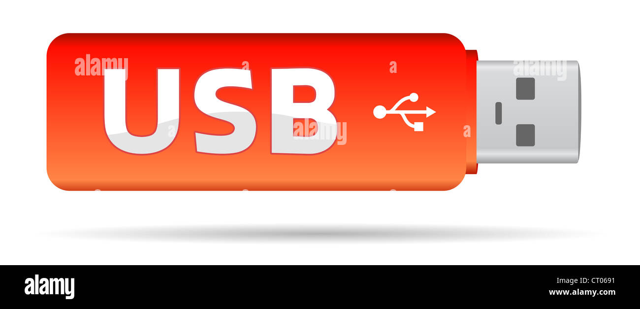 Clé usb rouge avec texte flash Banque D'Images