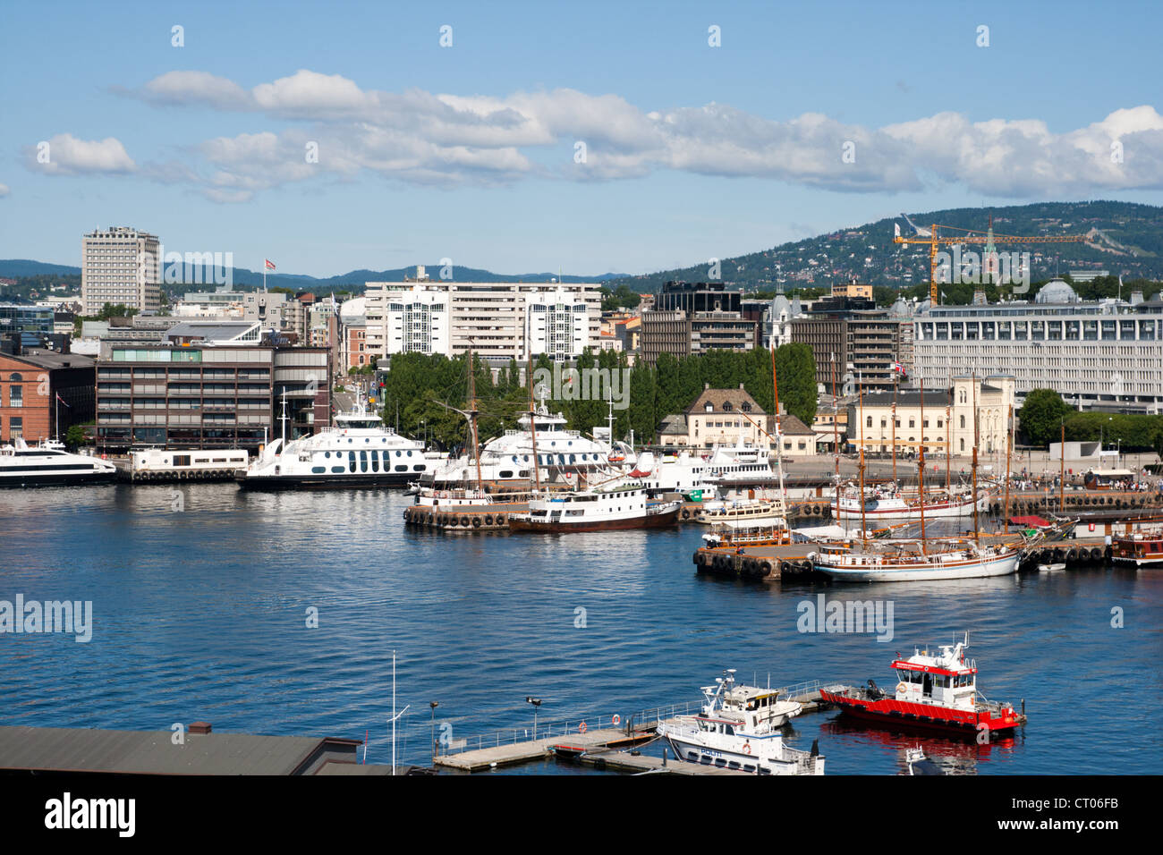 Vue sur Oslo et le port. Banque D'Images