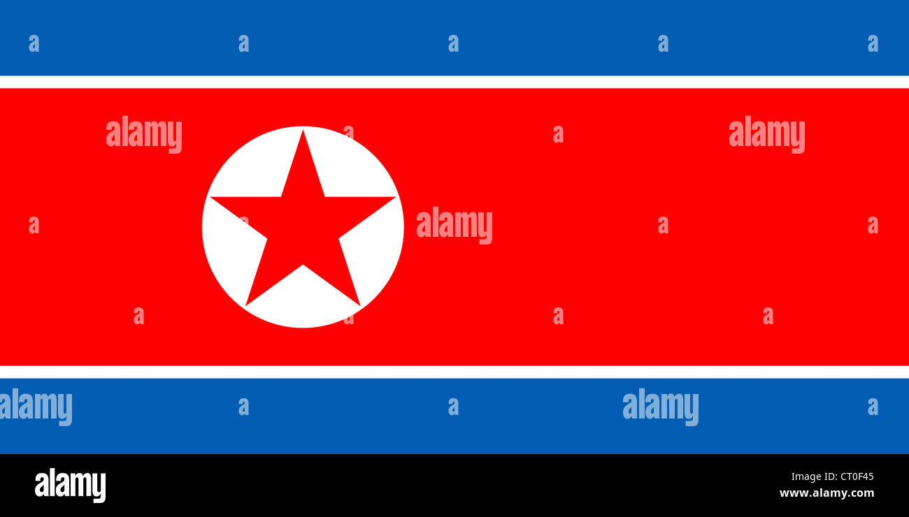 Drapeau national de la République populaire démocratique de Corée - La Corée du Nord. Banque D'Images