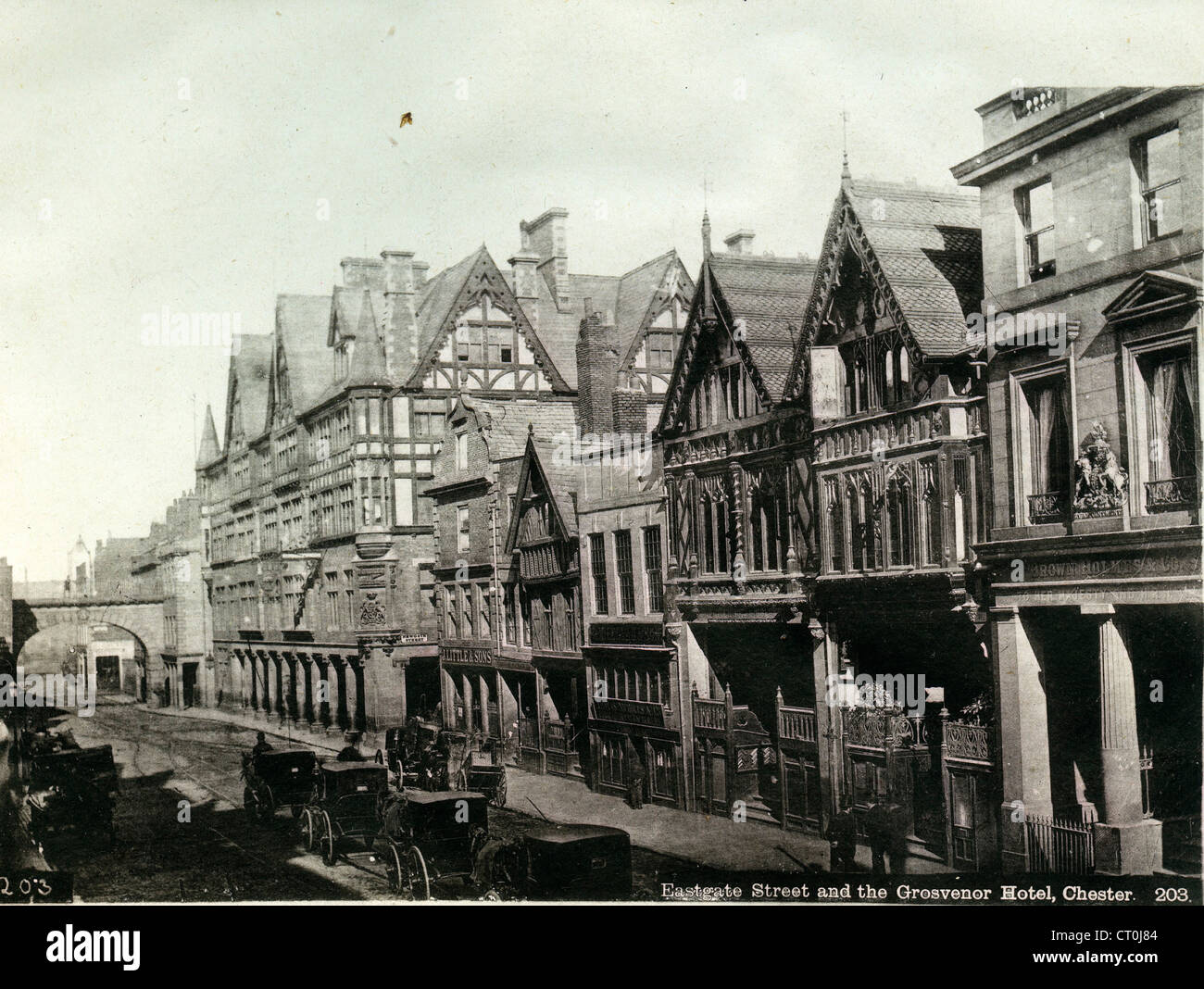 Eastgate Street et The Chester Grosvenor Hotel, par Francis Bedford, ca 1880 Banque D'Images