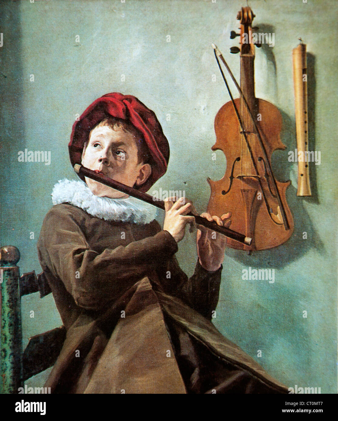 Un garçon jouant de la Flûte - Judith Leyster Banque D'Images