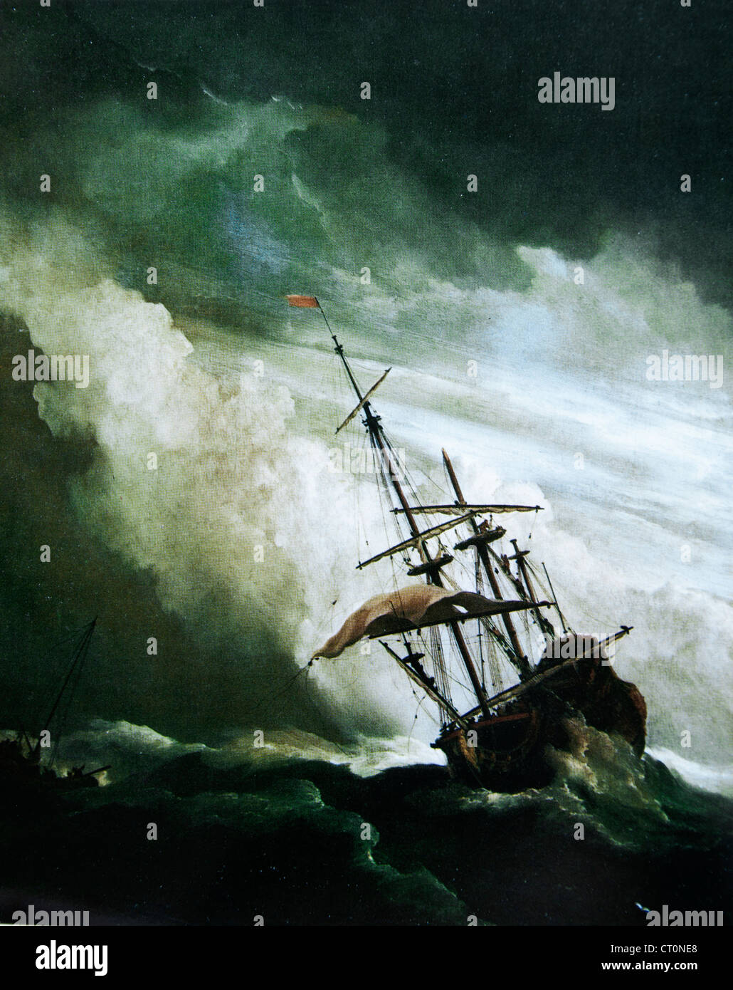 Bateau dans une tempête - Willem van de Velde Banque D'Images