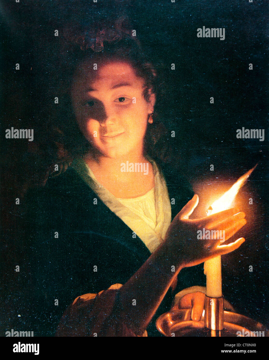 Fille avec une bougie - Godfried Schalcken Banque D'Images