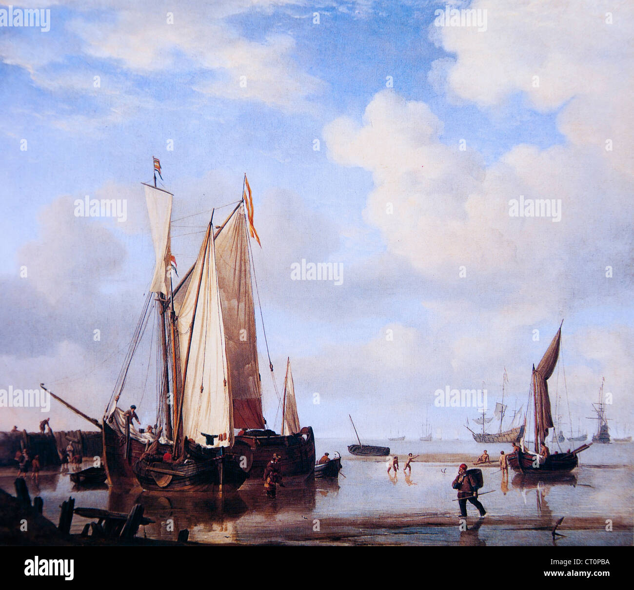 Willem van de Velde - navires néerlandais à marée basse Banque D'Images
