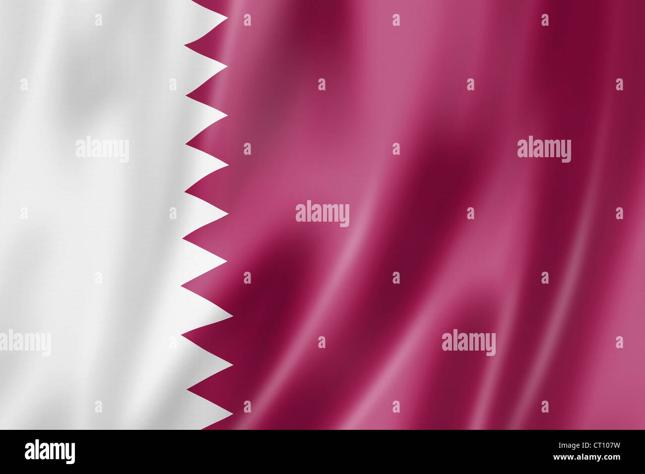 Le Qatar drapeau, rendu en trois dimensions, finition satinée Banque D'Images