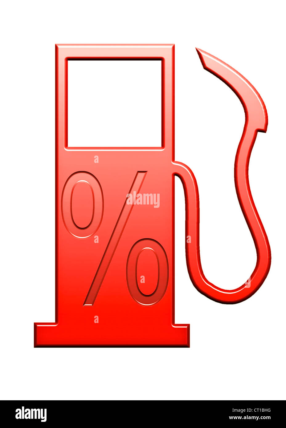 Signe de pourcentage sur une pompe à essence symbolique Banque D'Images