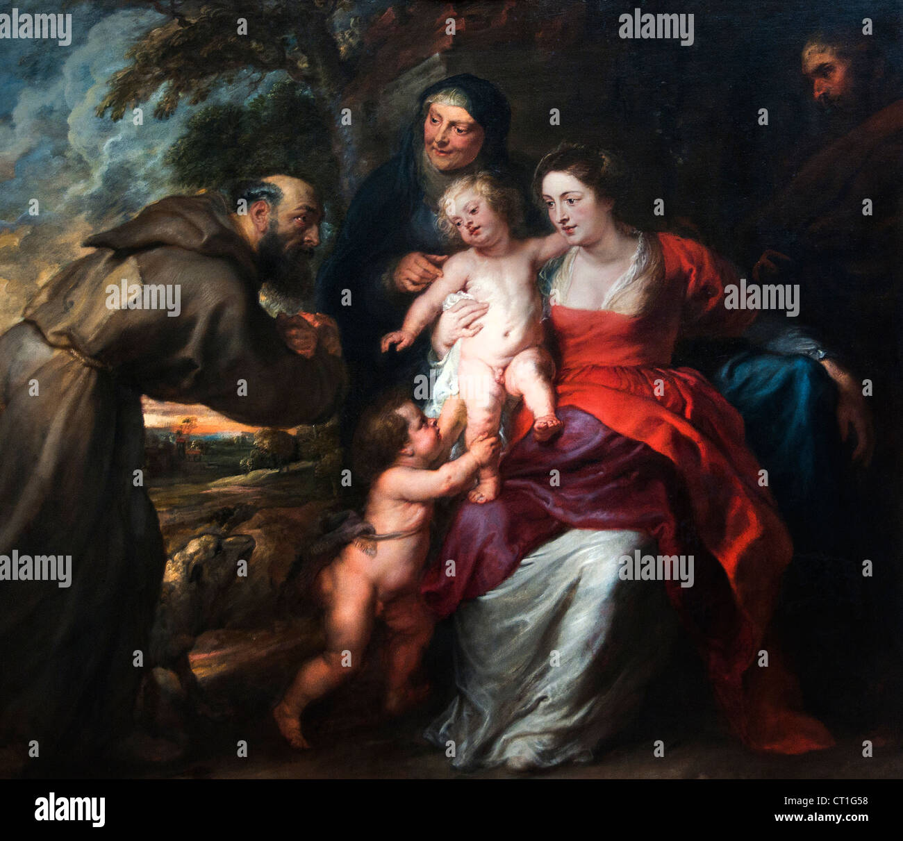 La Sainte Famille avec les saints François et Anne et l'enfant Saint Jean Baptiste 1630 Peter Paul RUBENS Belgique Banque D'Images