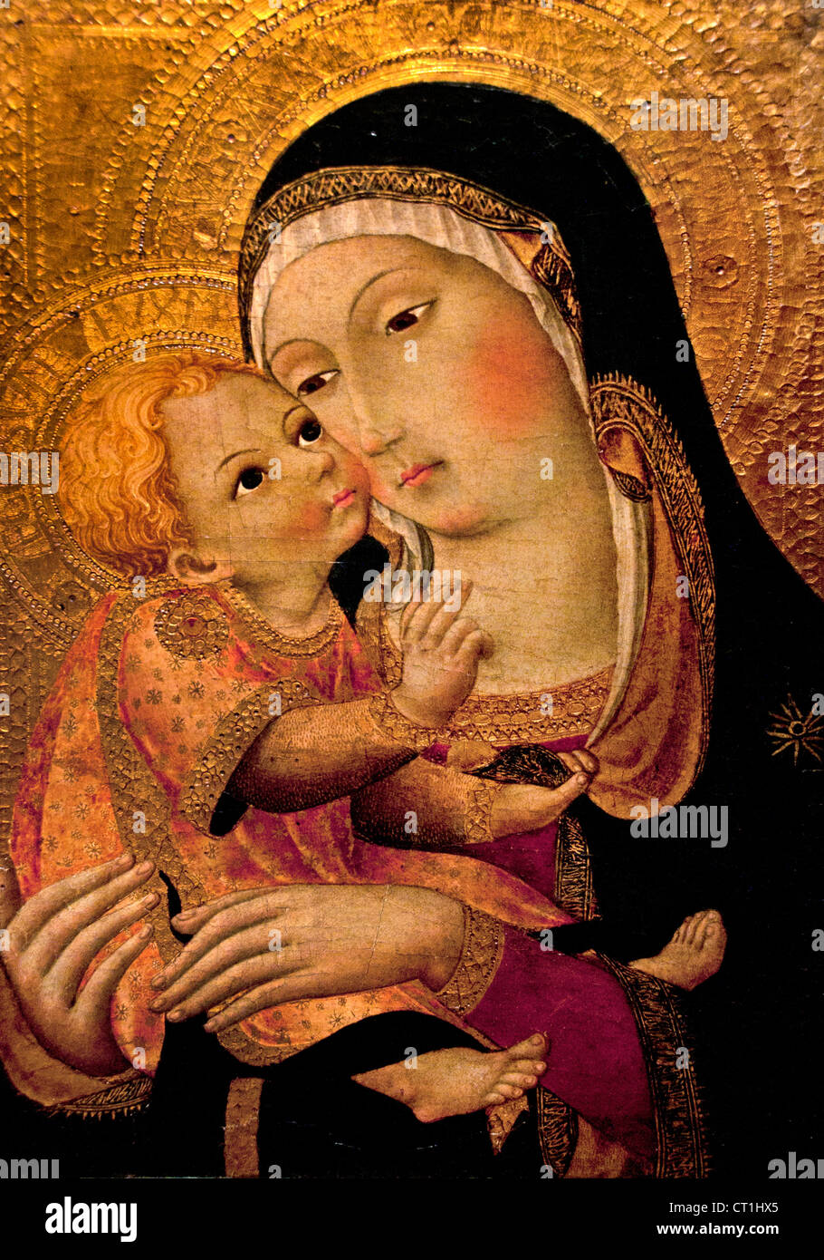 Vierge à l'enfant Atelier de Sano di Pietro Sienne Italie Italien Banque D'Images