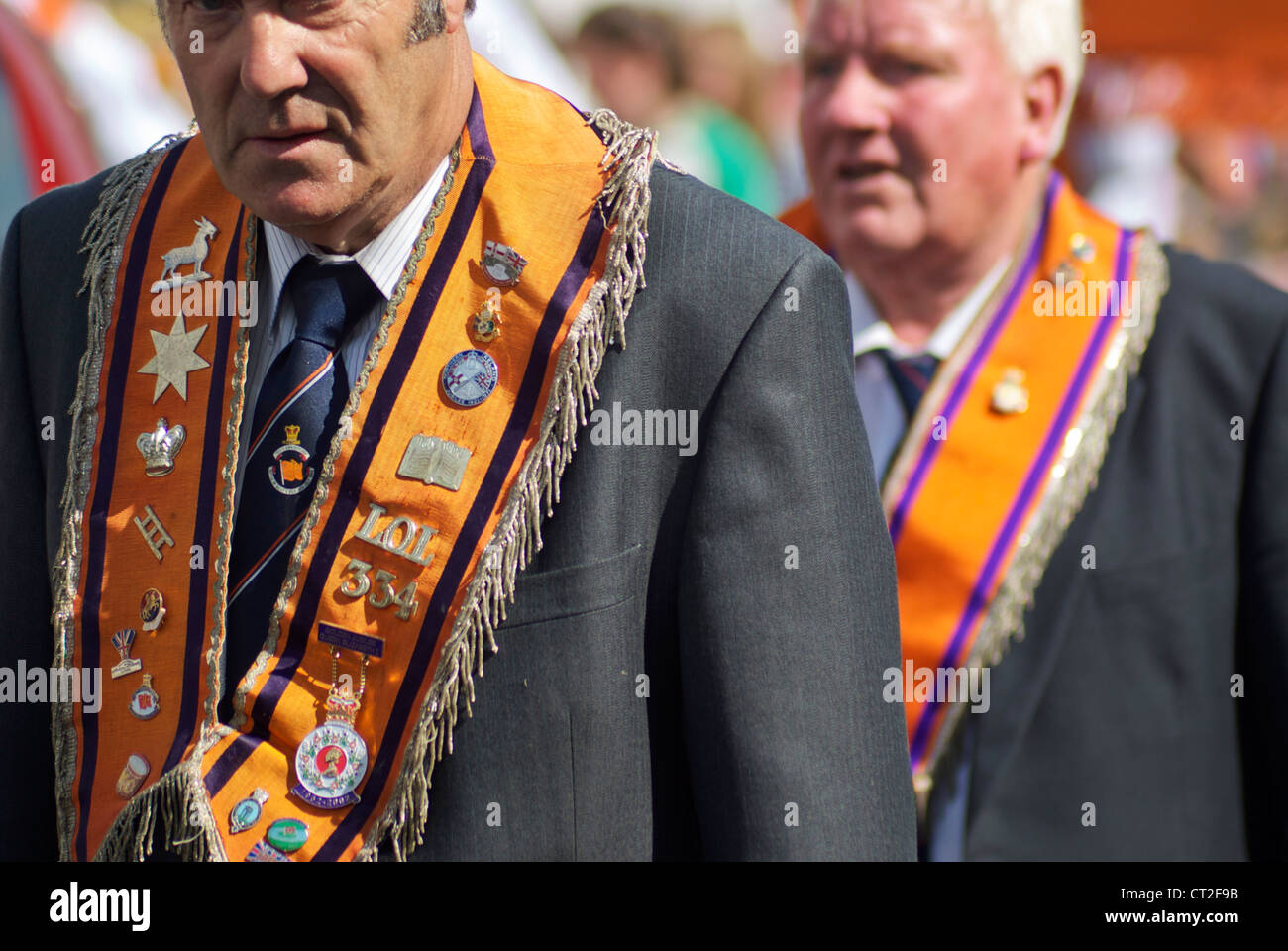 12 juillet, 2011. Rathfriland, Irlande du Nord, Royaume-Uni. Mars orangistes jusqu'à la colline de Rathfriland, Irlande du Nord. Banque D'Images