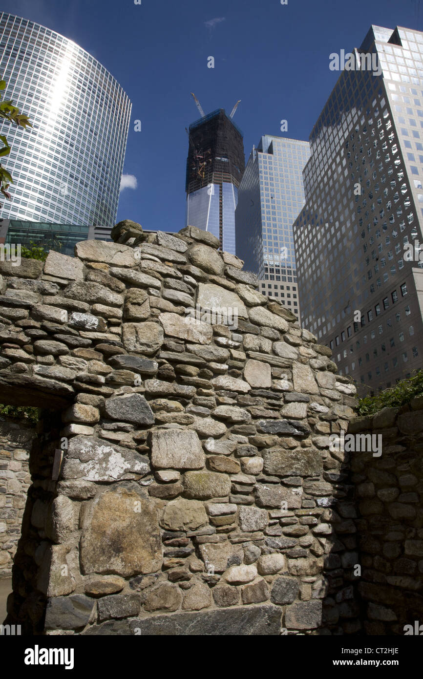 Mémorial de la faim irlandais dans le centre-ville de Manhattan se trouve à l'ouest du World Trade Center. Banque D'Images