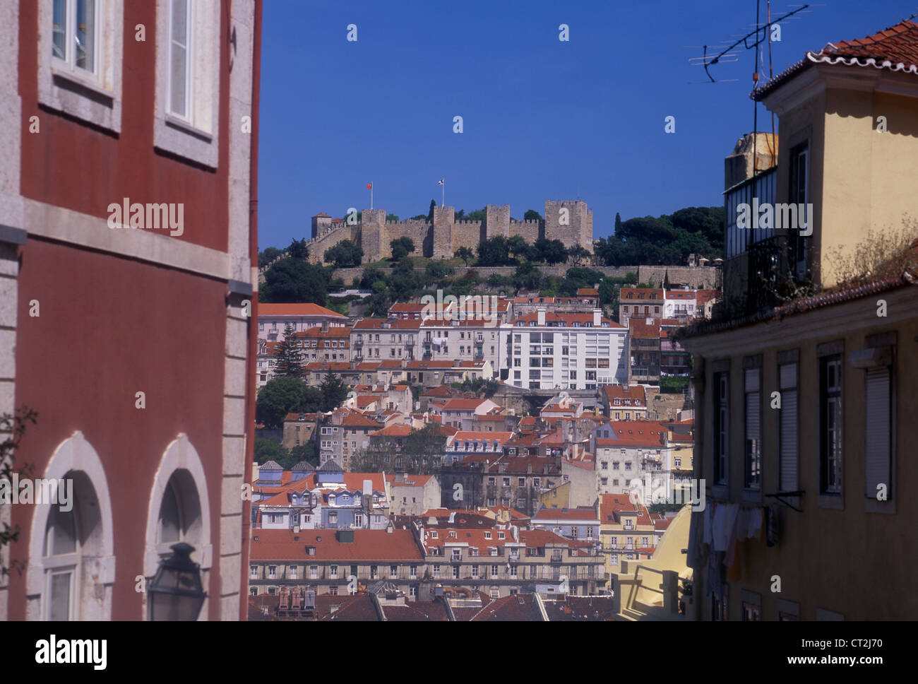 Castelo de Sao Jorge vu de Bairro Alto, à l'ensemble de Baixa Alfama Lisbonne Portugal Europe Banque D'Images