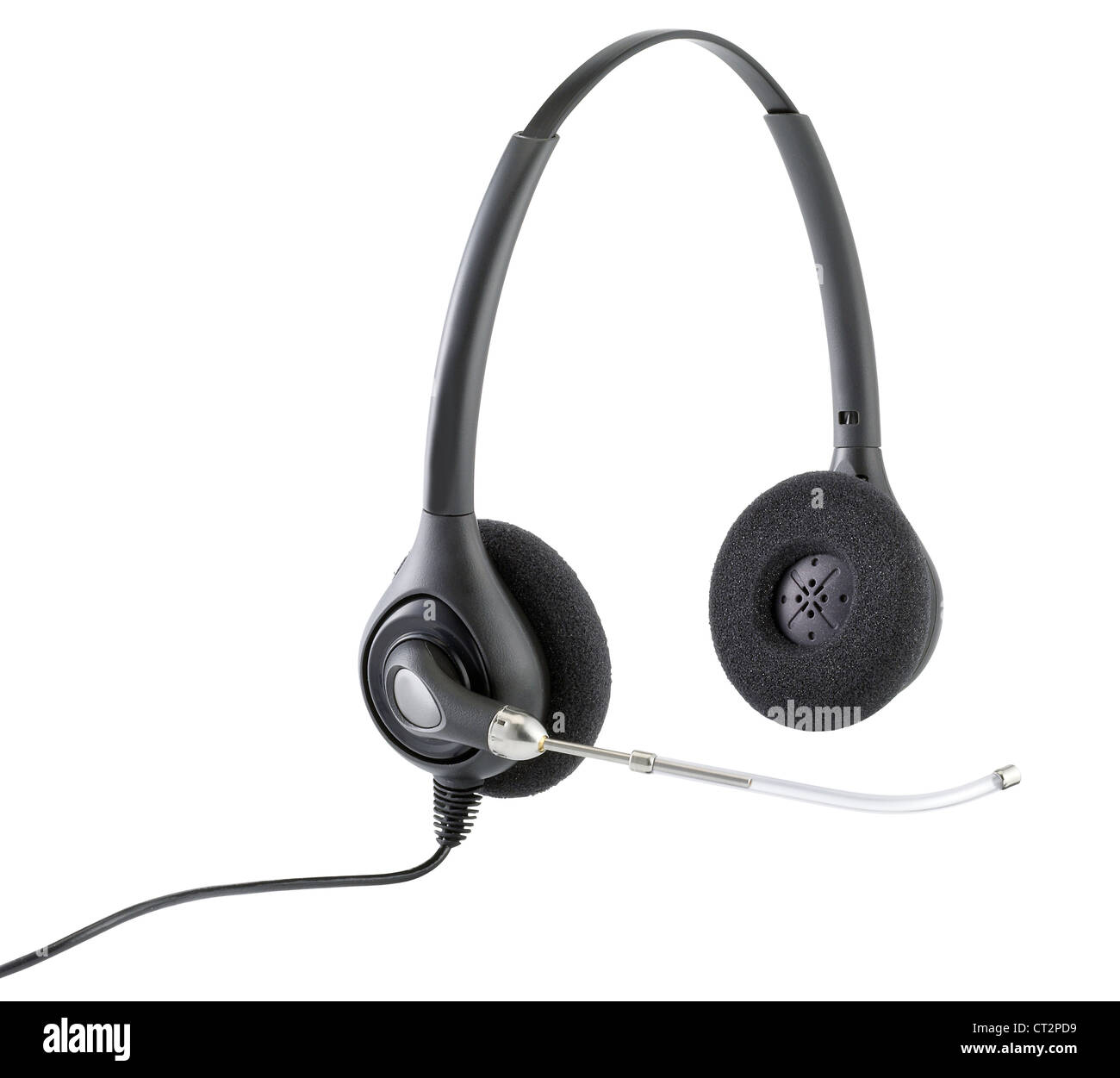 Une paire de standardistes hands free headphones isolated on white with clipping path Banque D'Images