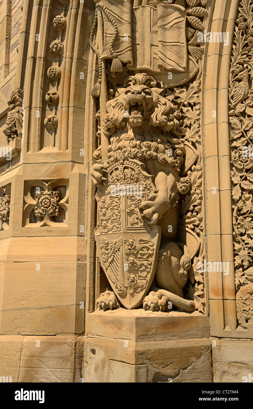 Arche sculptée à l'entrée principale pour les édifices du Parlement à Ottawa, Ontario, Canada. Banque D'Images