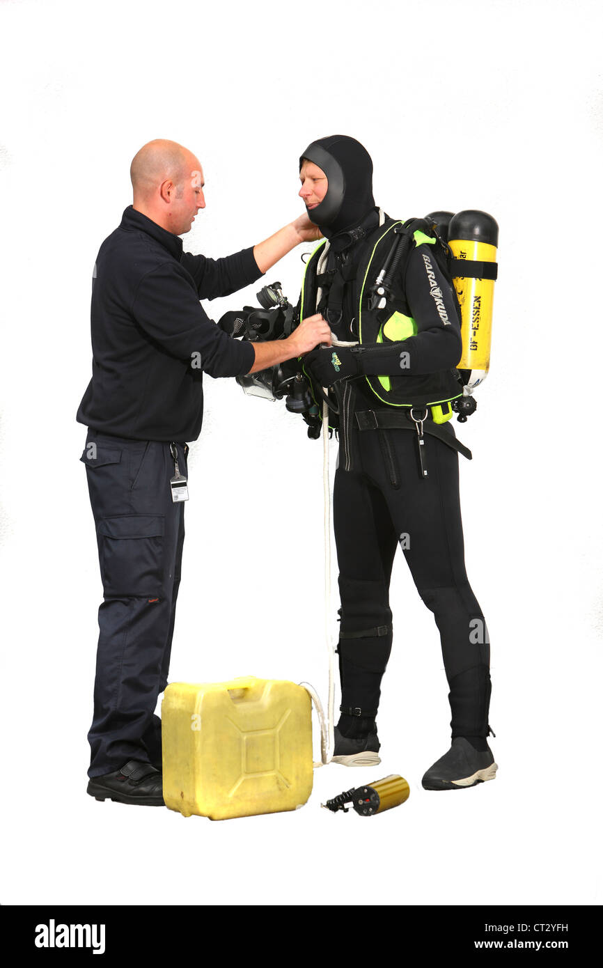 Fire Rescue and Recovery diver. Banque D'Images