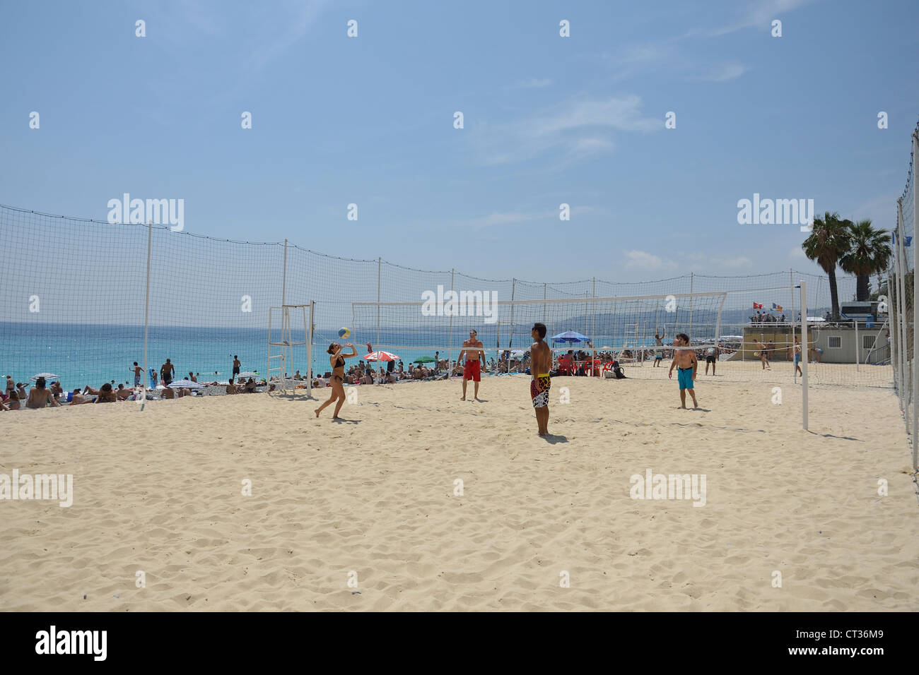 Beach-volley, Nice, Côte d'Azur, Alpes-Maritimes, Provence-Alpes-Côte d'Azur, France Banque D'Images