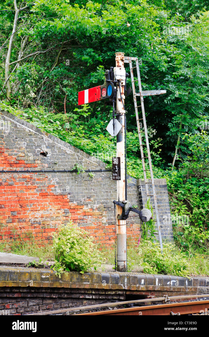 Un signal de chemin de fer sur le Norwich de Great Yarmouth et Lowestoft line à Reedham, Norfolk, Angleterre, Royaume-Uni. Banque D'Images