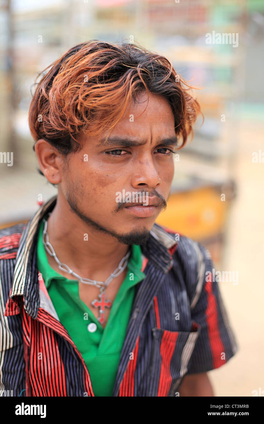 Artiste de cirque de rue l'Andhra Pradesh en Inde du Sud Banque D'Images