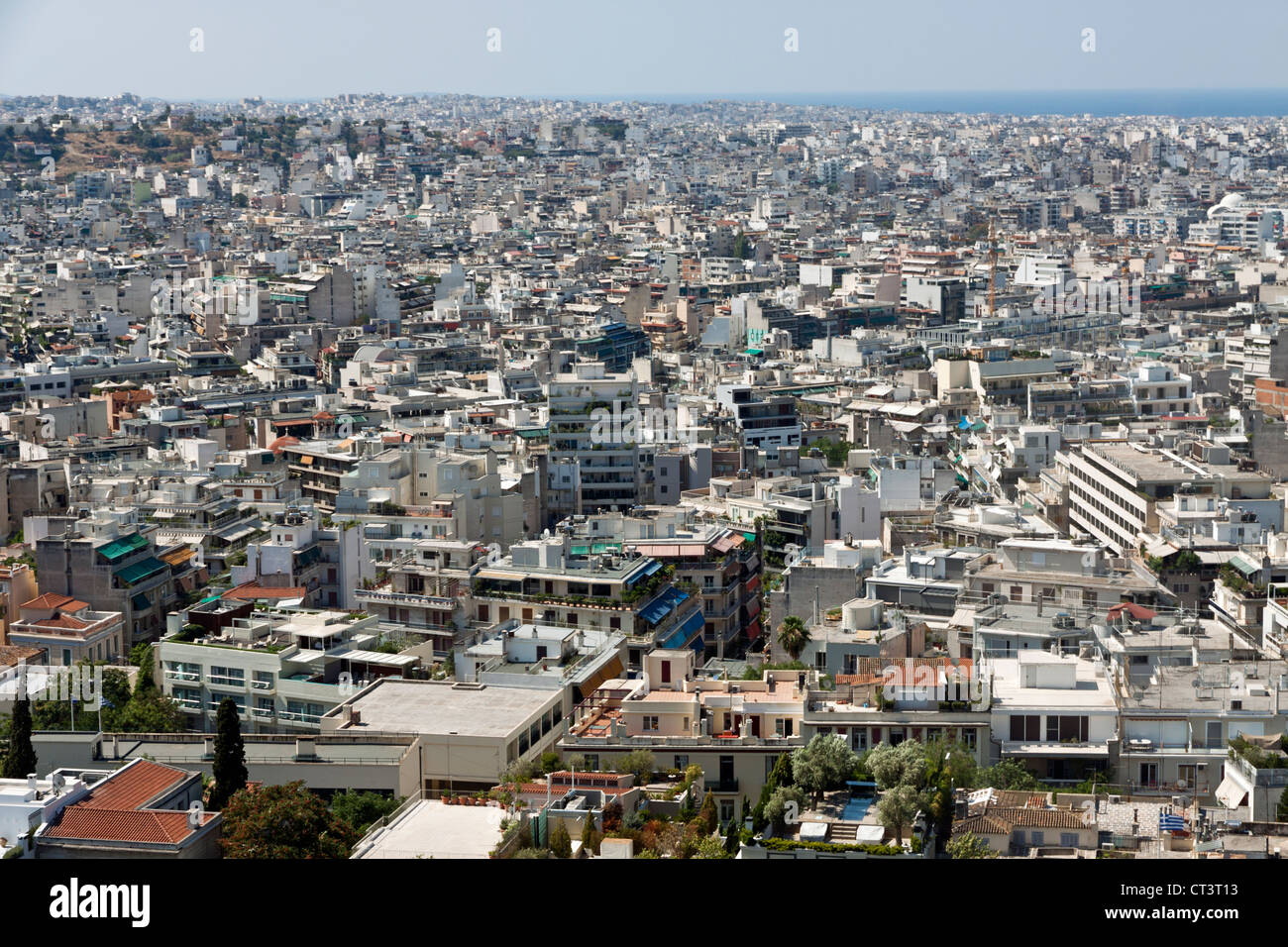 Vue aérienne d'Athènes depuis l'Acropole Banque D'Images