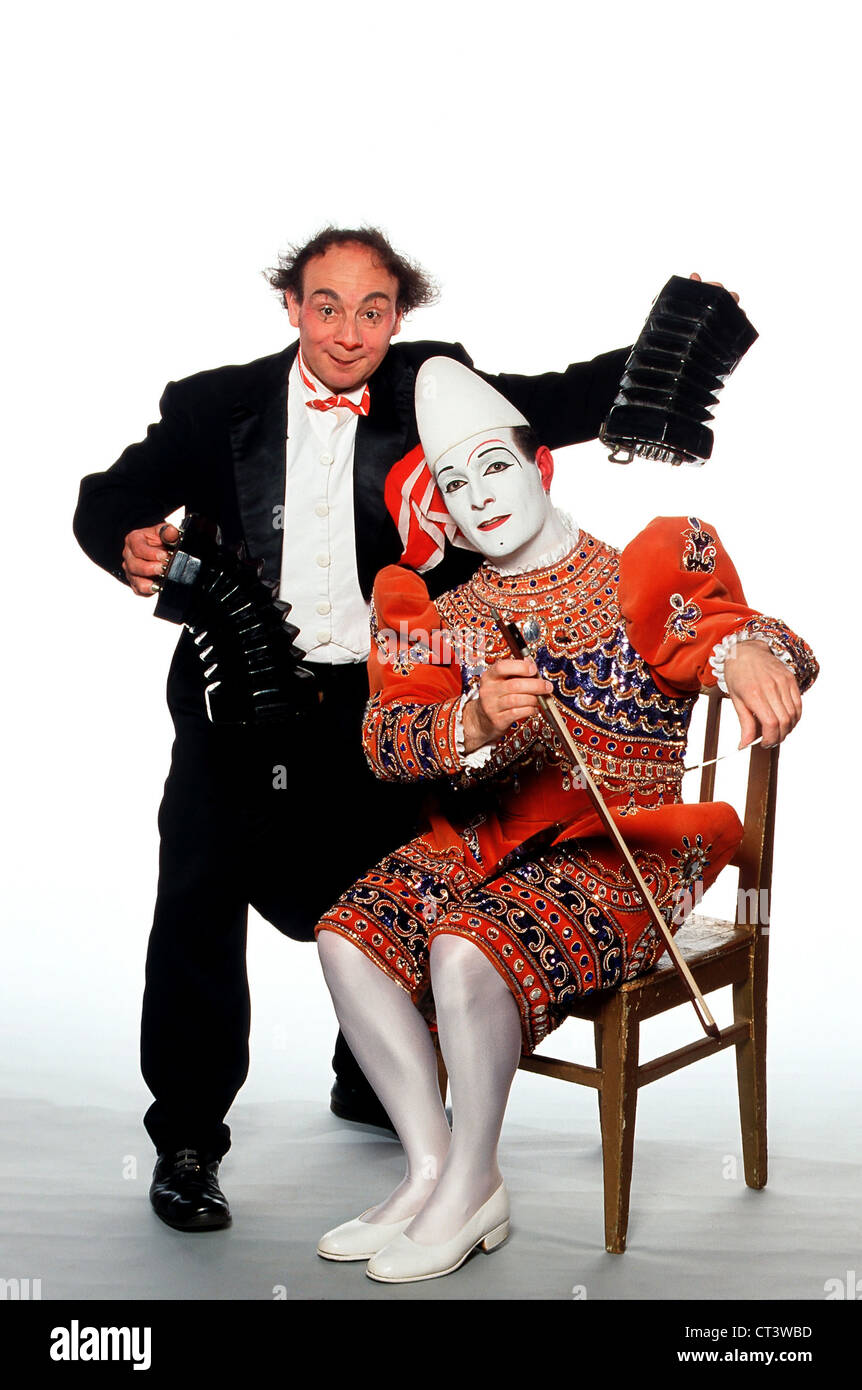 Circus Roncalli, clown blanc Jann Rossi avec son frère Hector Banque D'Images