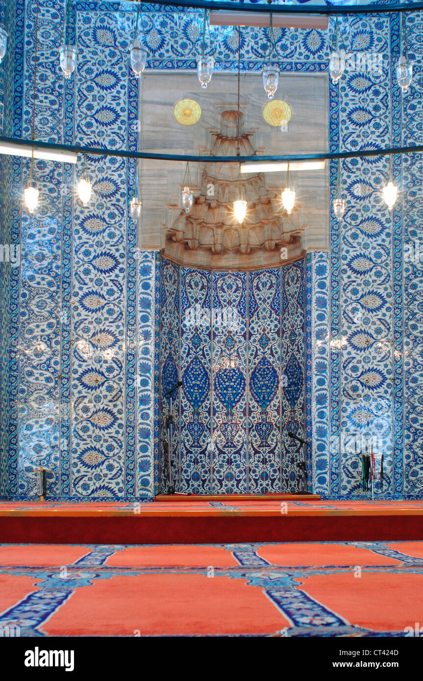La Turquie, Istanbul, l'intérieur de la mosquée Rustem Pacha Banque D'Images