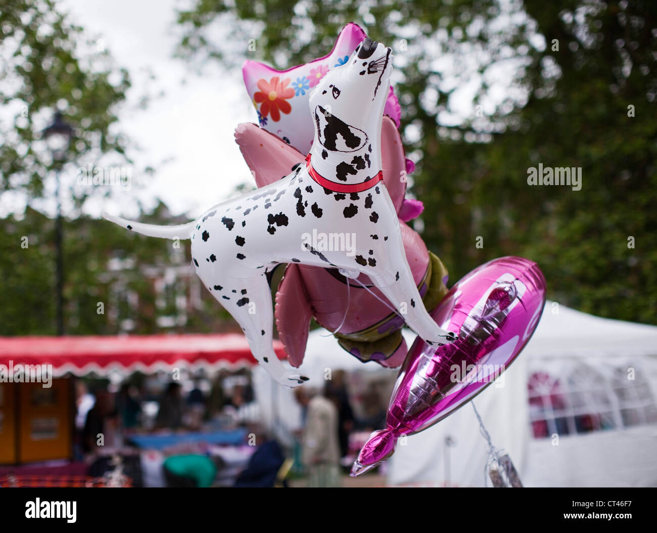 Un ballon de Dalmatie à la Parsons Green summer fair. Londres. Banque D'Images
