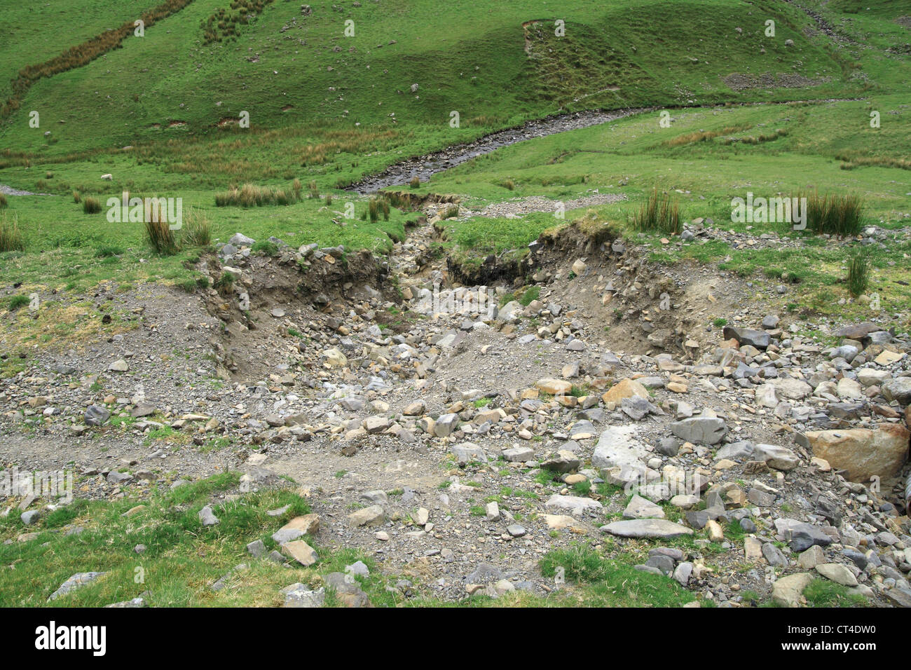 L'érosion des terres ou glisser dans une vallée ou Glen, UK Banque D'Images