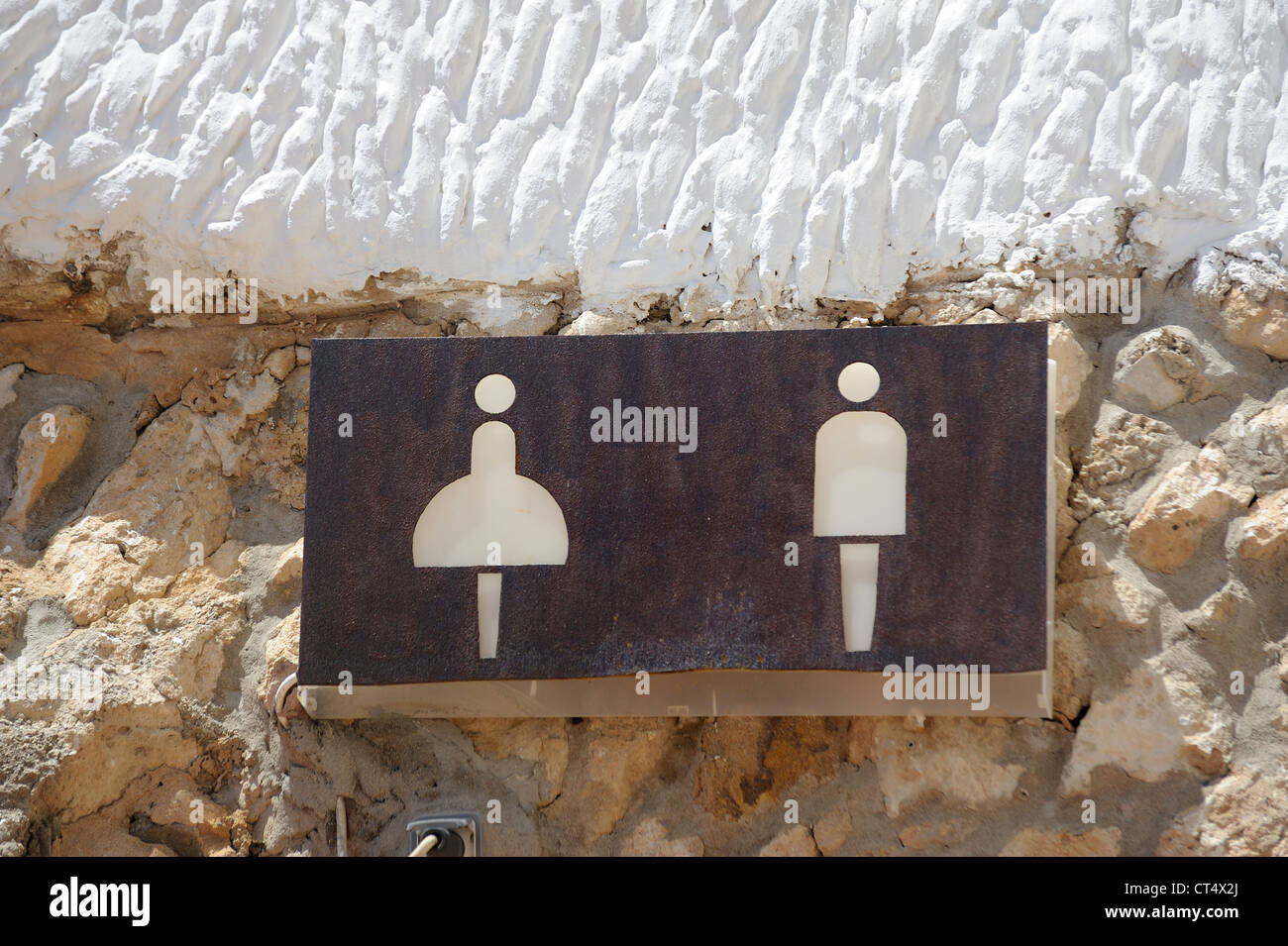Toilettes hommes et femmes des Baléares espagne Minorque signes Banque D'Images