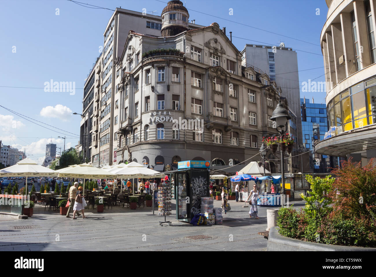 La ville de Belgrade en Serbie. Hotel Europa à rue Terazije Banque D'Images